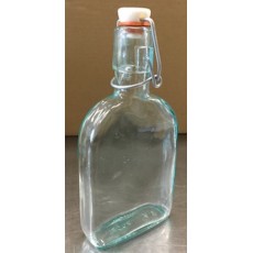 Glass flask with flip top lid
